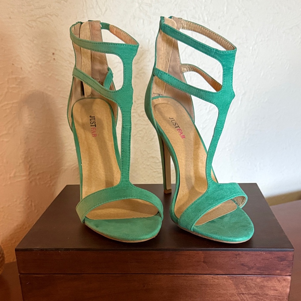 JustFab Teal Strappy Heels
